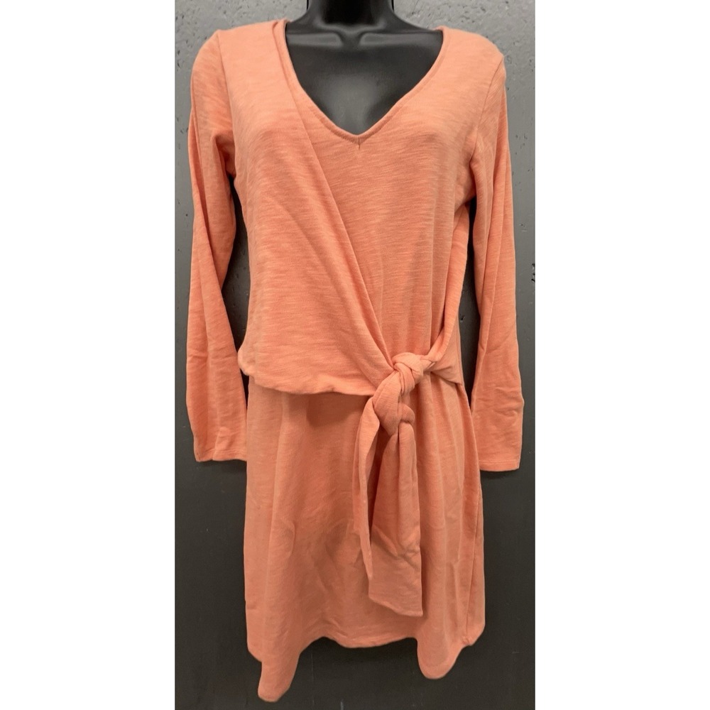 Spartina 449 Dress XS Orange Wrap Front Cotton Knit Lagenlook Minimalist Coastal
